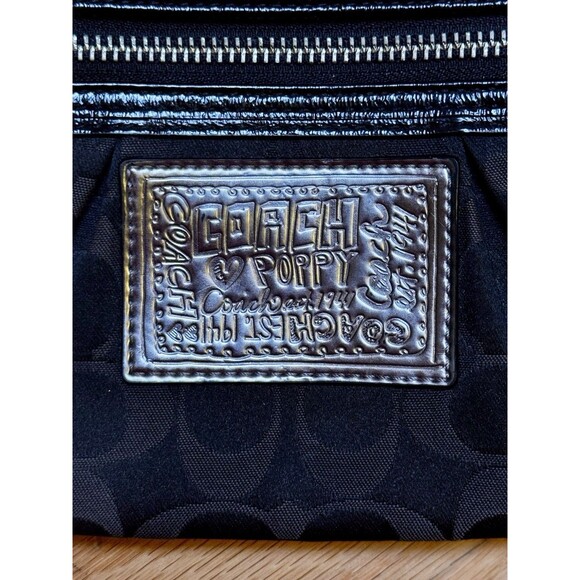 Coach Poppy Signature Monogram Wristlet Clutch Purse Wallet Silver Black Brown - Picture 4 of 16